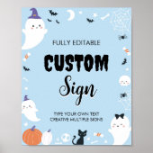 Boy Ghost Birthday Party Table Sign Poster (Vorne)
