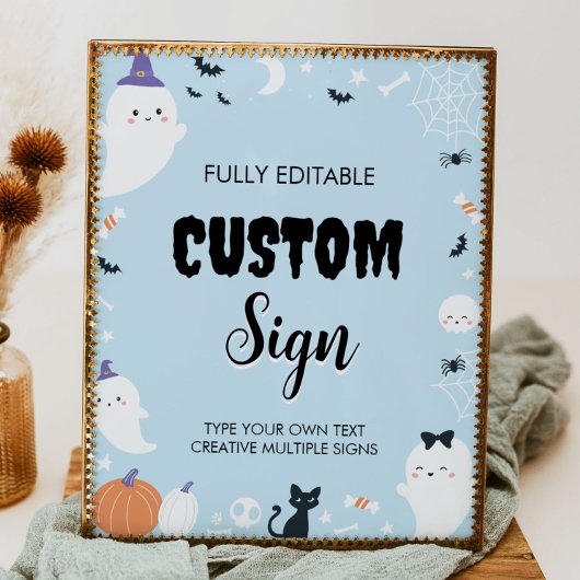Boy Ghost Birthday Party Table Sign Poster