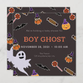 Boy Ghost halloween Baby Dusche kleine Booteinladu Einladung (Vorne/Hinten)
