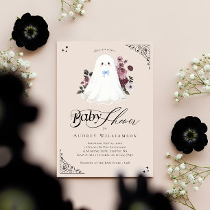 Boy Ghost Little Boo Floral Gothic Baby Dusche Einladung