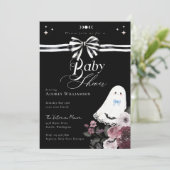 Boy Ghost Little Boo Floral Gothic Baby Dusche Einladung (Stehend Vorderseite)