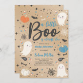 Boy Ghost Little Boo ist zu Halloween Baby Dusche Einladung (Vorne/Hinten)