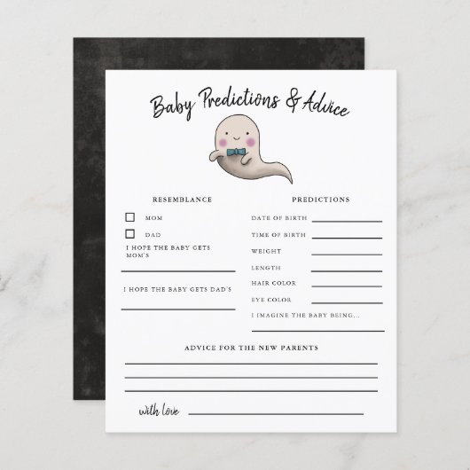 Boy Ghost Little Boo Predictions & Advice Card (Vorne/Hinten)
