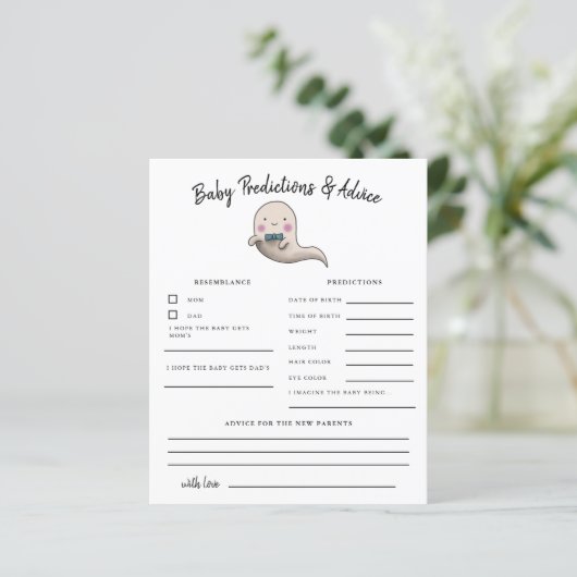Boy Ghost Little Boo Predictions & Advice Card (Stehend Vorderseite)