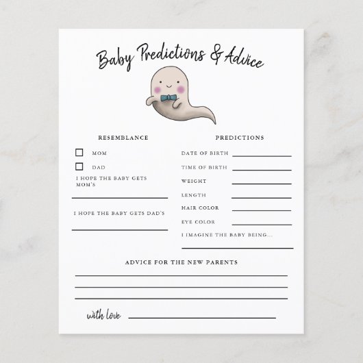 Boy Ghost Little Boo Predictions & Advice Card (Vorderseite)