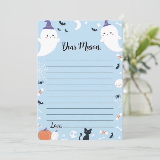 Boy Ghost Time Capsule Note Card Dankeskarte (Stehend Vorderseite)