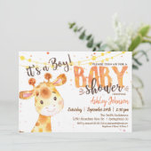Boy Giraffe Baby Showeinladung Einladung (Stehend Vorderseite)