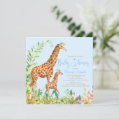 Boy Giraffe Baby Shower Einladungen (Stehend Vorderseite)