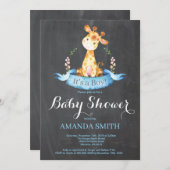 Boy Giraffe Babydusche Einladung Chalkboard (Vorne/Hinten)