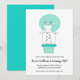 Boy Giraffe Erste Geburtstagsparty Einladung