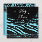 Boy Girl Baby Dusche Blue Black Zebra Einladung (Vorne/Hinten)