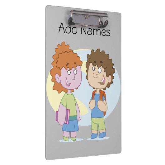 Boy Girl Back to School Clipboard Klemmbrett (Rechts)