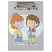 Boy Girl Back to School Clipboard Klemmbrett (Vorderseite)