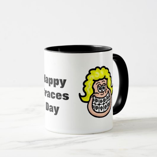 Boy Girl Braces Day Tasse (VorderseiteRechts)