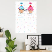 Boy Girl Cupcake Gender Reveal Prediction Signing Poster (Heimbüro)