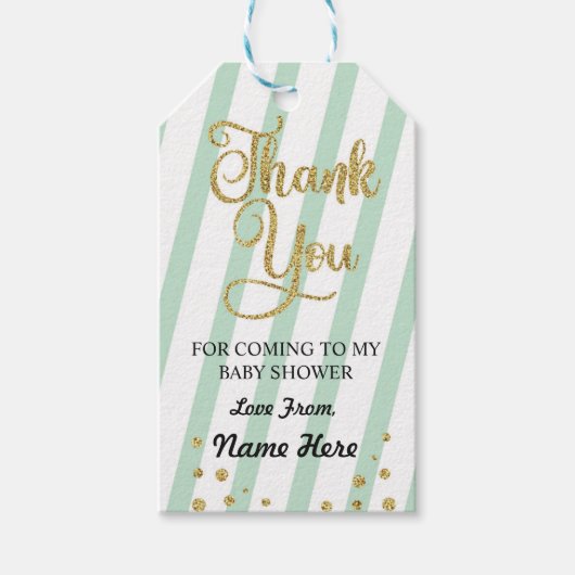 Boy Girl danke dir Baby Duwer Mint Gender Reveal Geschenkanhänger (Vorderseite)