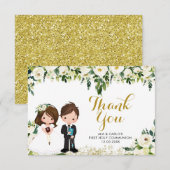 Boy Girl Floral Erste Kommune Danke Karte (Vorne/Hinten)