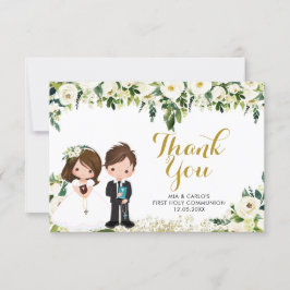 Boy Girl Floral Erste Kommune Danke Karte