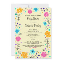 Boy Girl Floral Yellow Niedlich Baby Dusche Einlad