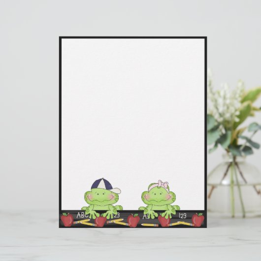Boy & Girl Frog School Teacher Fun Letterhead (Stehend Vorderseite)
