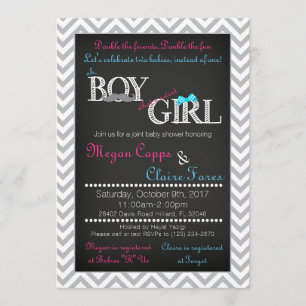 Boy Girl Joint Baby Shower Einladung & Book Card