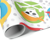 Boy Girl Skulls Party Pirate Wrapping Paper Geschenkpapier (Rolleneckpunkt)