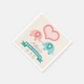 Boy & Girl Twin Pink & Aquamarin Elephants Kinderd Serviette (Ecke)