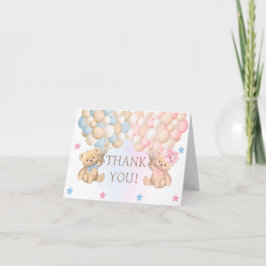 Boy Girl Twins Baby Shower Dankeskarte