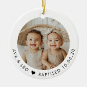 Boy Girl Twins Baptism Photo Keepsake Keramik Ornament (Vorne)