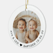 Boy Girl Twins Baptism Photo Keepsake Keramik Ornament (Links)