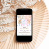 Boy Girl Twins Bear mit Balloons Babydusche Einladung