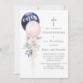 Boy Girl Twins Christening und Erster Geburtstag Einladung (Vorderseite)