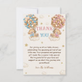 Boy Girl Twins Dusche Pastel Blue Beige Dankeskarte (Vorderseite)