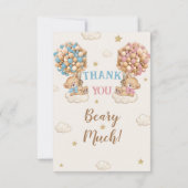 Boy Girl Twins Dusche Pastel Blue Beige Dankeskarte (Rückseite)