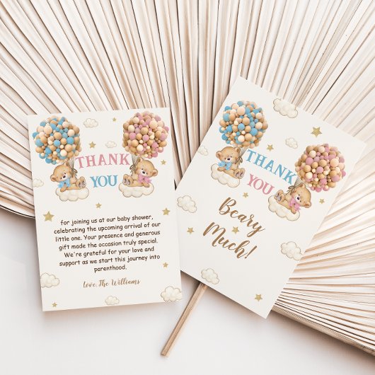 Boy Girl Twins Dusche Pastel Blue Beige Dankeskarte