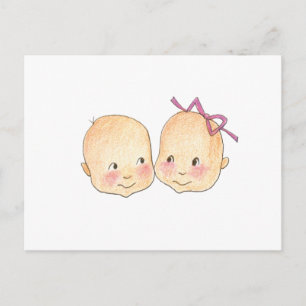Boy Girl Twins Graphic Postkarte