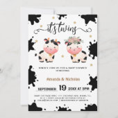 Boy Girl Twins Heilige Kuh Themed Baby Dusche Einladung (Vorderseite)