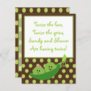 Boy Girl Twins Pea in einer Pod Baby Dusche Einlad Einladung