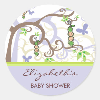 Boy Girl Twins Peas in einem Pod Baby-Aufkleber Runder Aufkleber