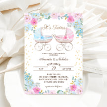 Boy Girl Twins Pink Blue Stroller Baby Dusche