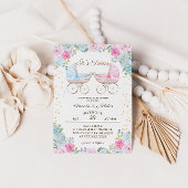 Boy Girl Twins Pink Blue Stroller Baby Dusche Einladung