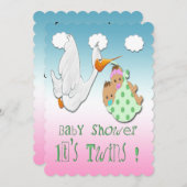 Boy & Girl Twins - Stork Baby Showeinladung Einladung (Vorne/Hinten)