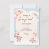 Boy Girl Twins Teddy Bear Baby Shower Dankeskarte (Vorderseite)