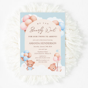 Boy Girl Twins Teddy Bear Baby Shower Einladung