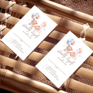Boy Girl Twins Teddy Bear Baby Shower RSVP Card Einladung