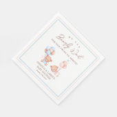 Boy Girl Twins Teddy Bear Baby Shower Serviette (Ecke)