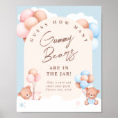 Boy Girl Twins Teddy Bear rät wie viele Game Sign Poster (Vorne)