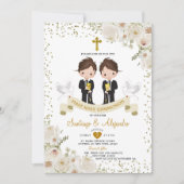 Boy Girl White Blume 1. Einladung (Vorderseite)