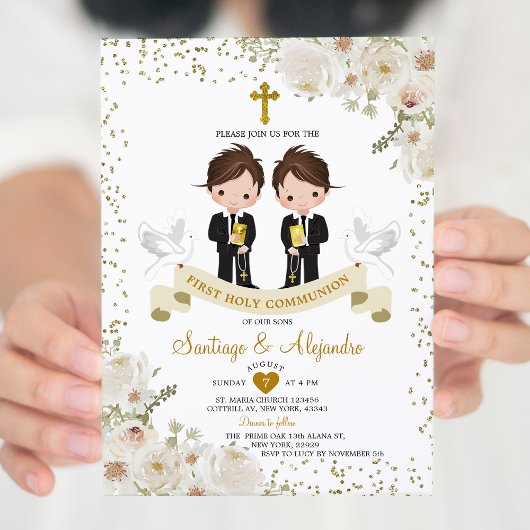 Boy Girl White Blume 1. Einladung