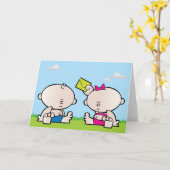 Boy Girl Zwillingskarte Karte (Gelbe Blume)